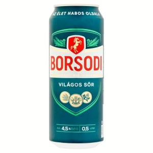 Borsodi világos sör 4.5% 0.5l doboz