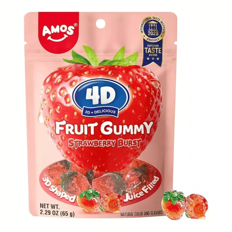 Amos 4D Fruity Gummy Strawberry 65g